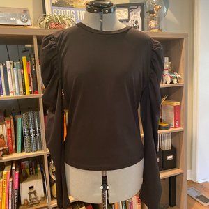 Black Long Sleeved Puffy Sleeve Top